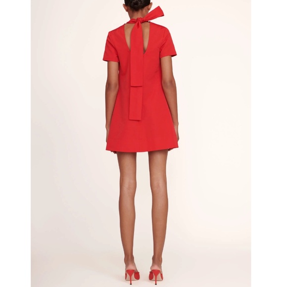 NWT Staud Mini Ilana Dress in Poinsettia Red Grosgrain - Picture 5 of 7